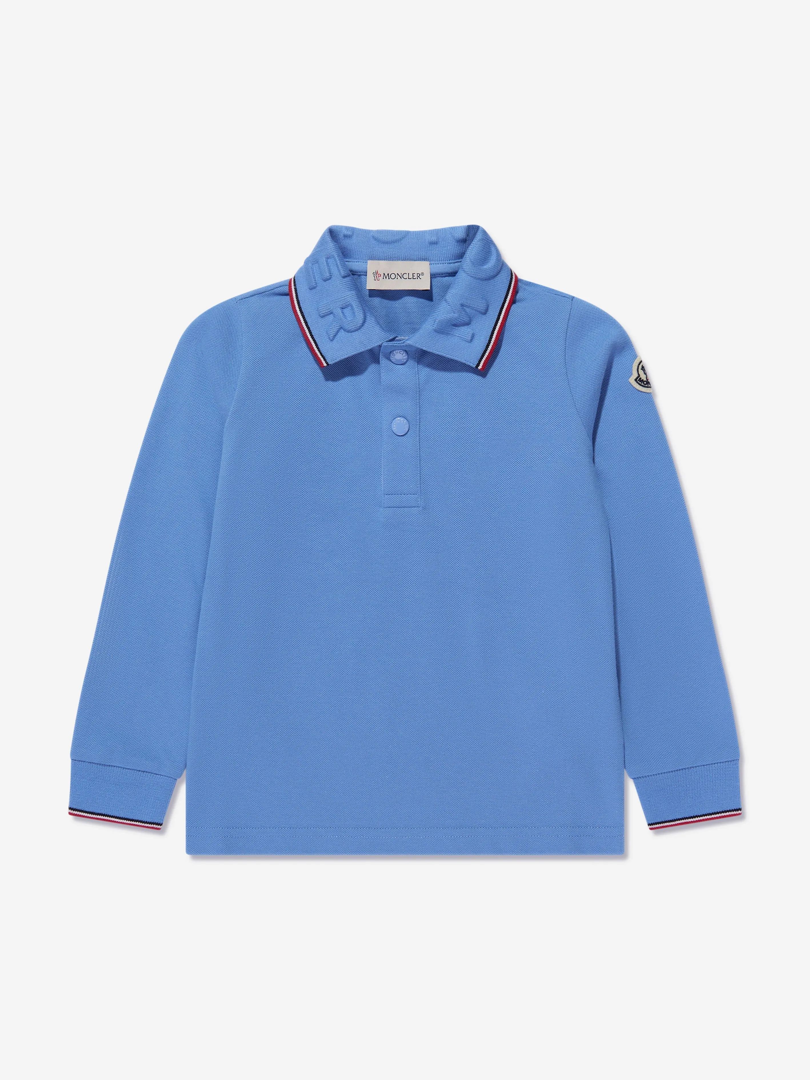 Moncler Enfant Boys Long Sleeve Polo Shirt in Blue