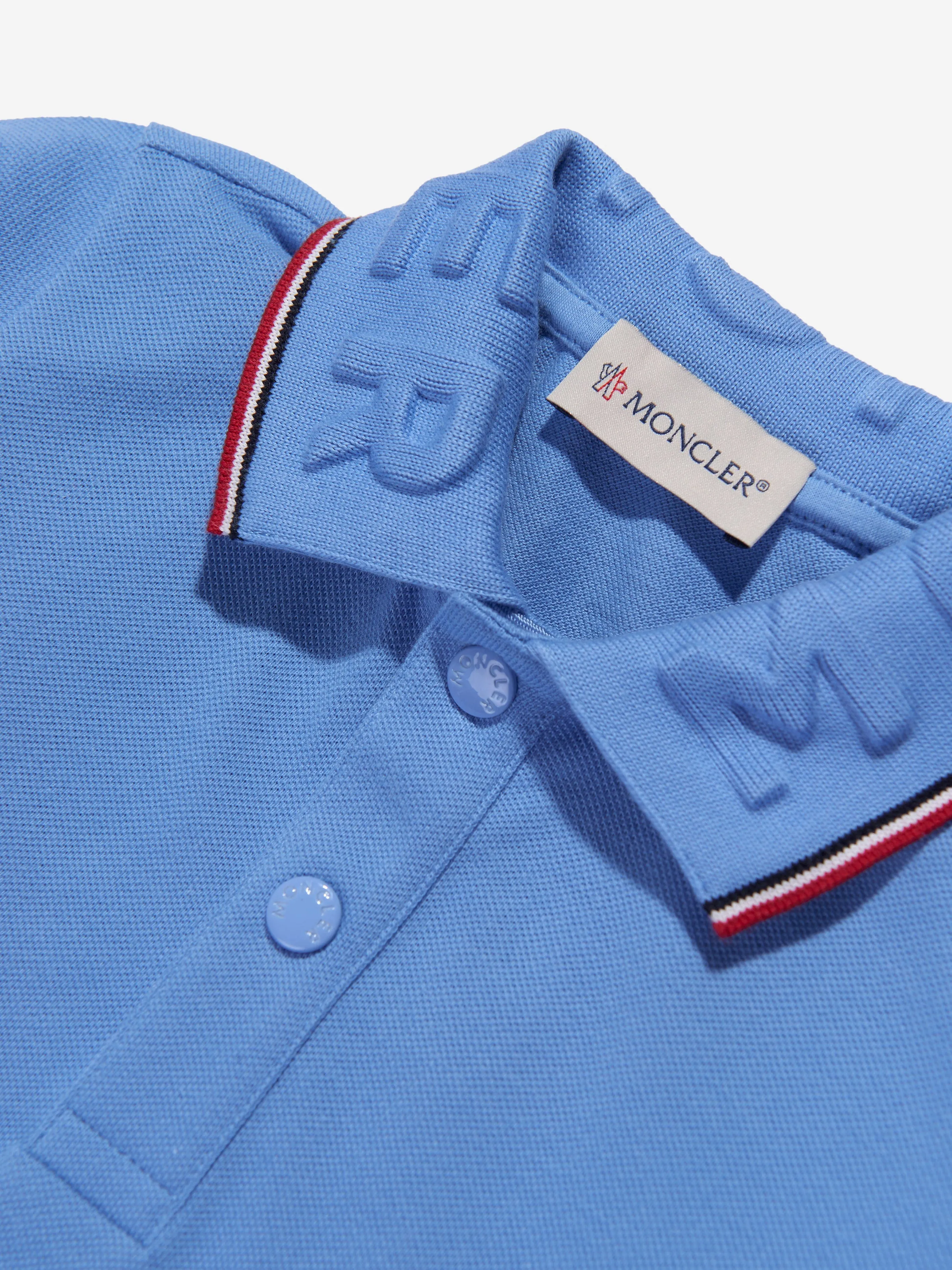 Moncler Enfant Boys Long Sleeve Polo Shirt in Blue