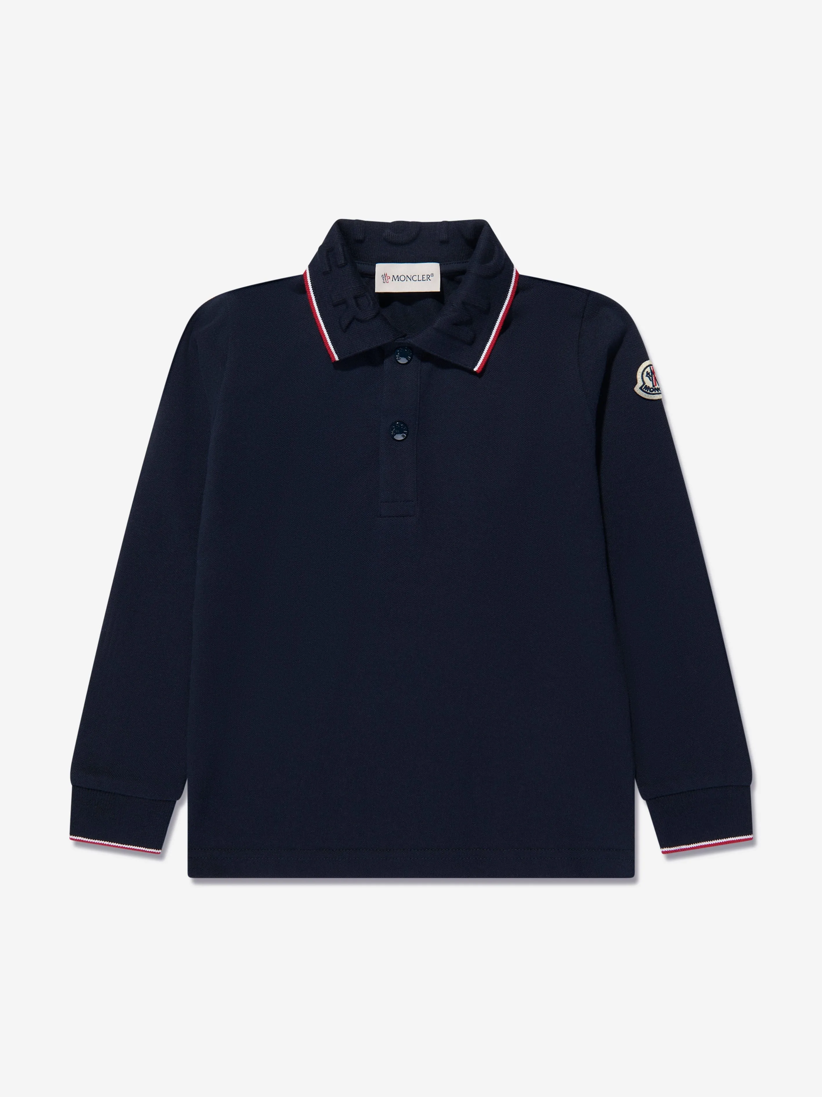 Moncler Enfant Boys Long Sleeve Polo Shirt in Navy