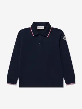 Moncler Enfant Boys Long Sleeve Polo Shirt in Navy