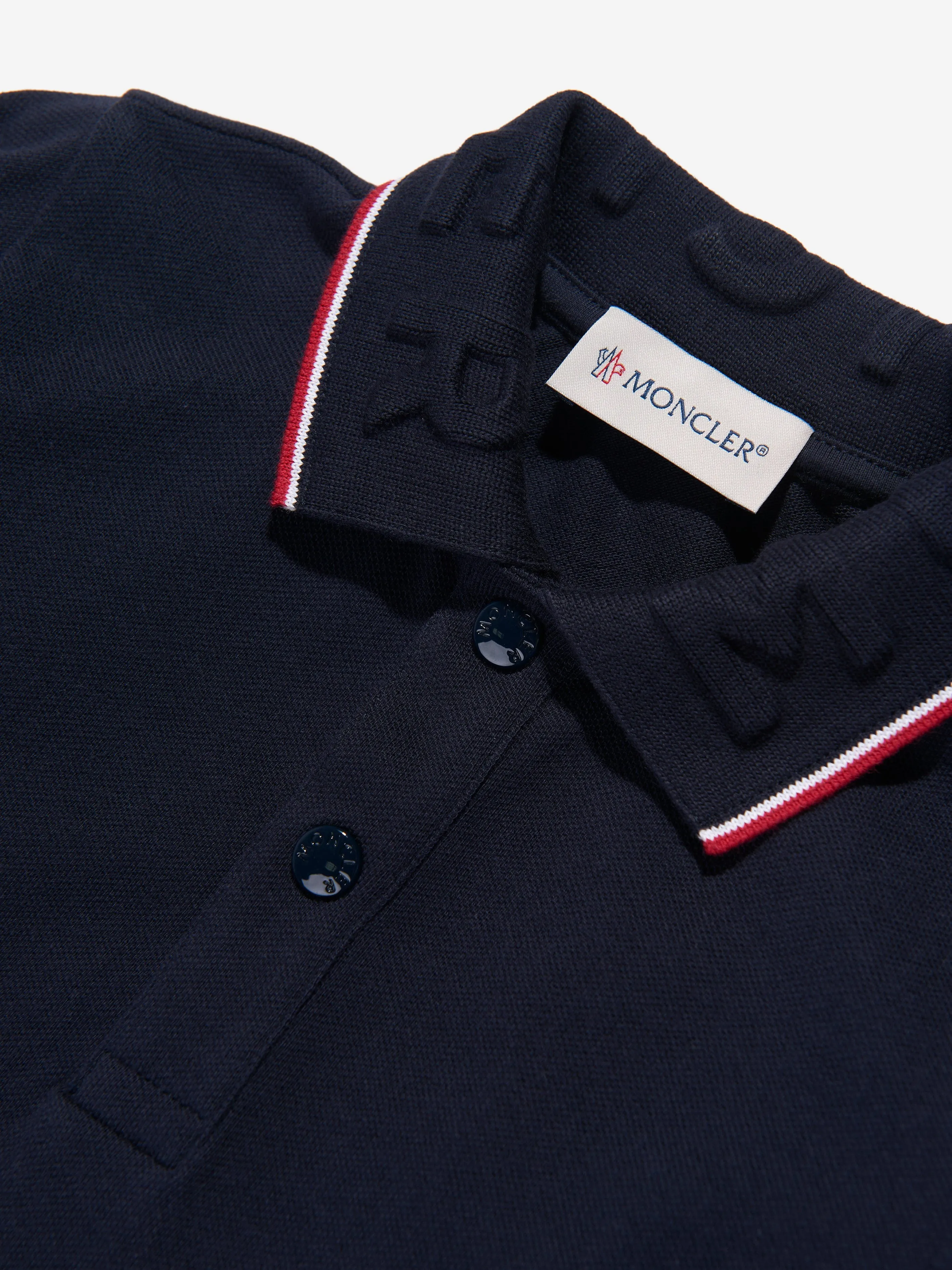 Moncler Enfant Boys Long Sleeve Polo Shirt in Navy