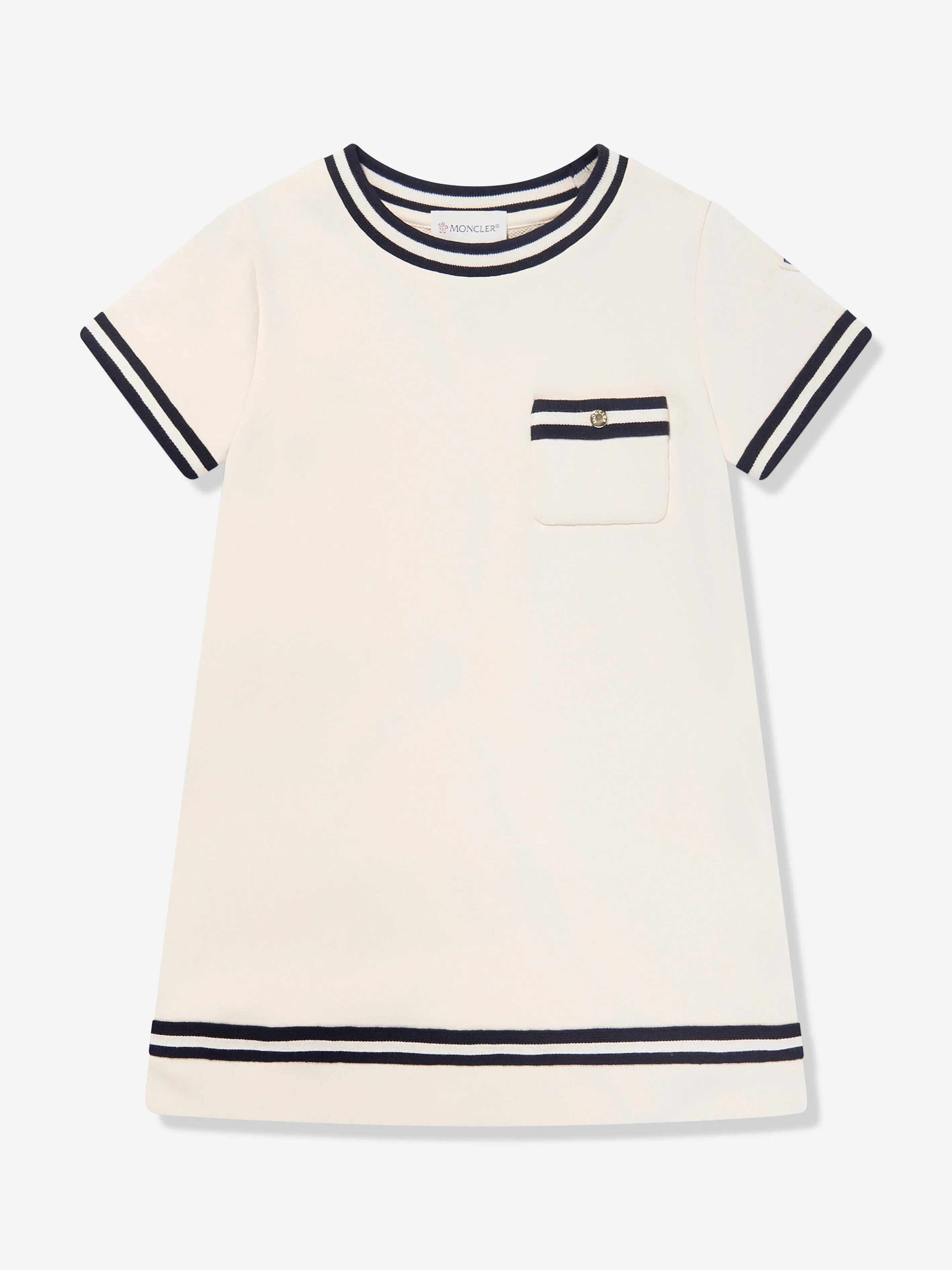 Moncler Enfant Girls A-Line Pocket Dress in Ivory