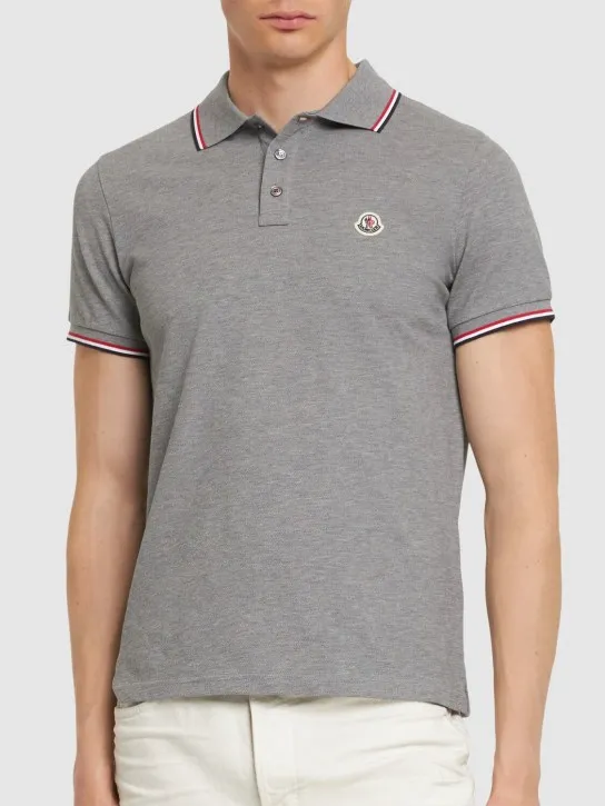 Moncler   Logo patch cotton polo shirt 