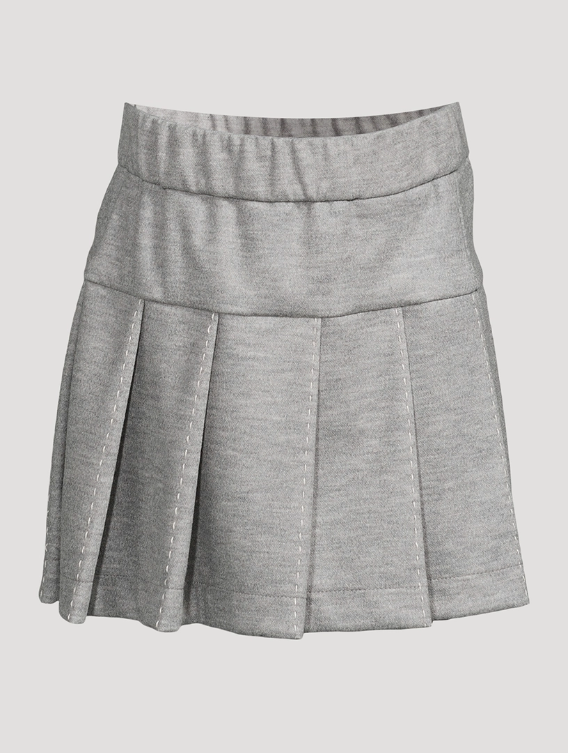 MONCLER Wool-Blend Pleated Skirt