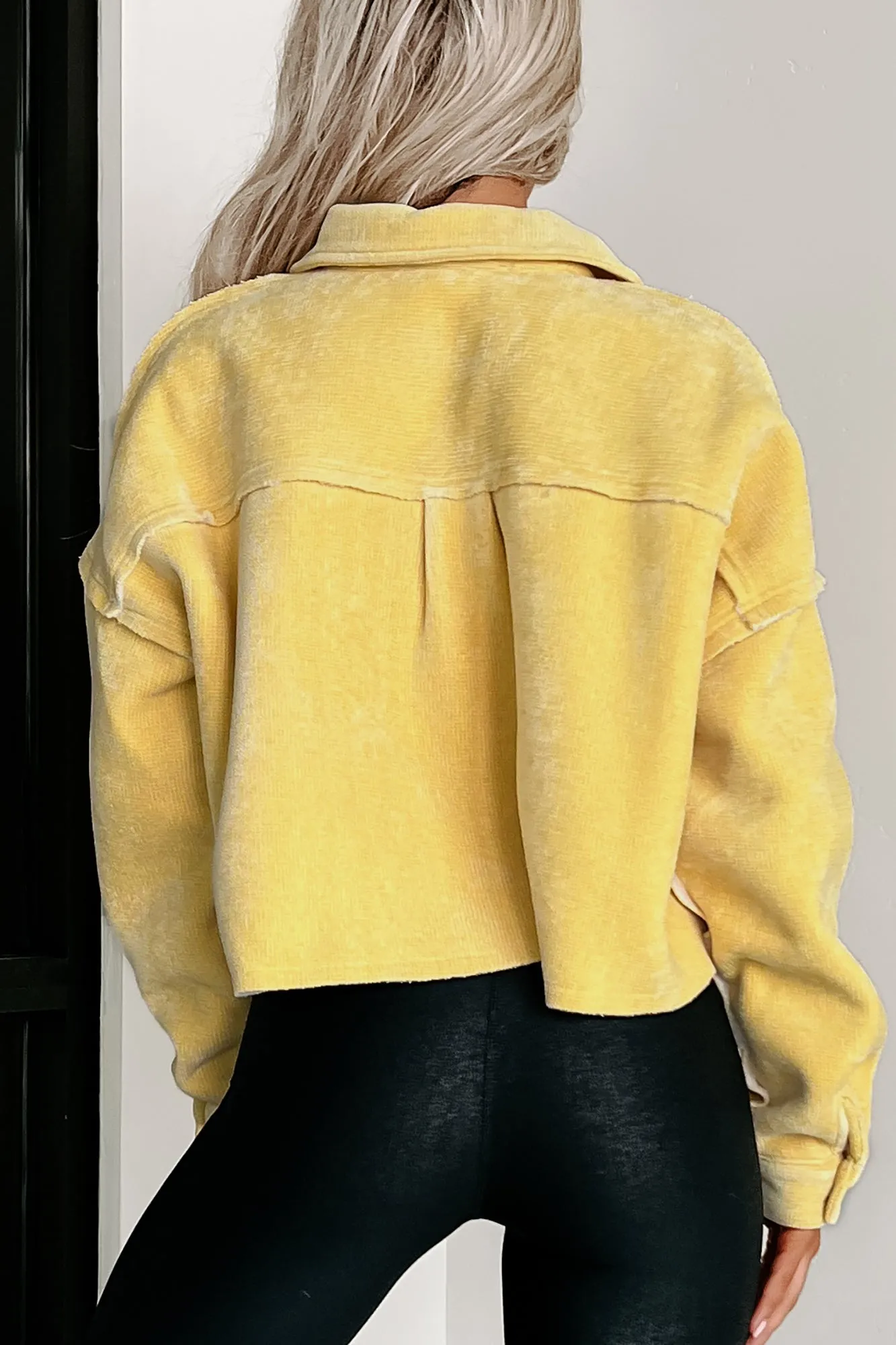 Montana Smiles Sherpa Lined Chenille Crop Jacket (Yellow)