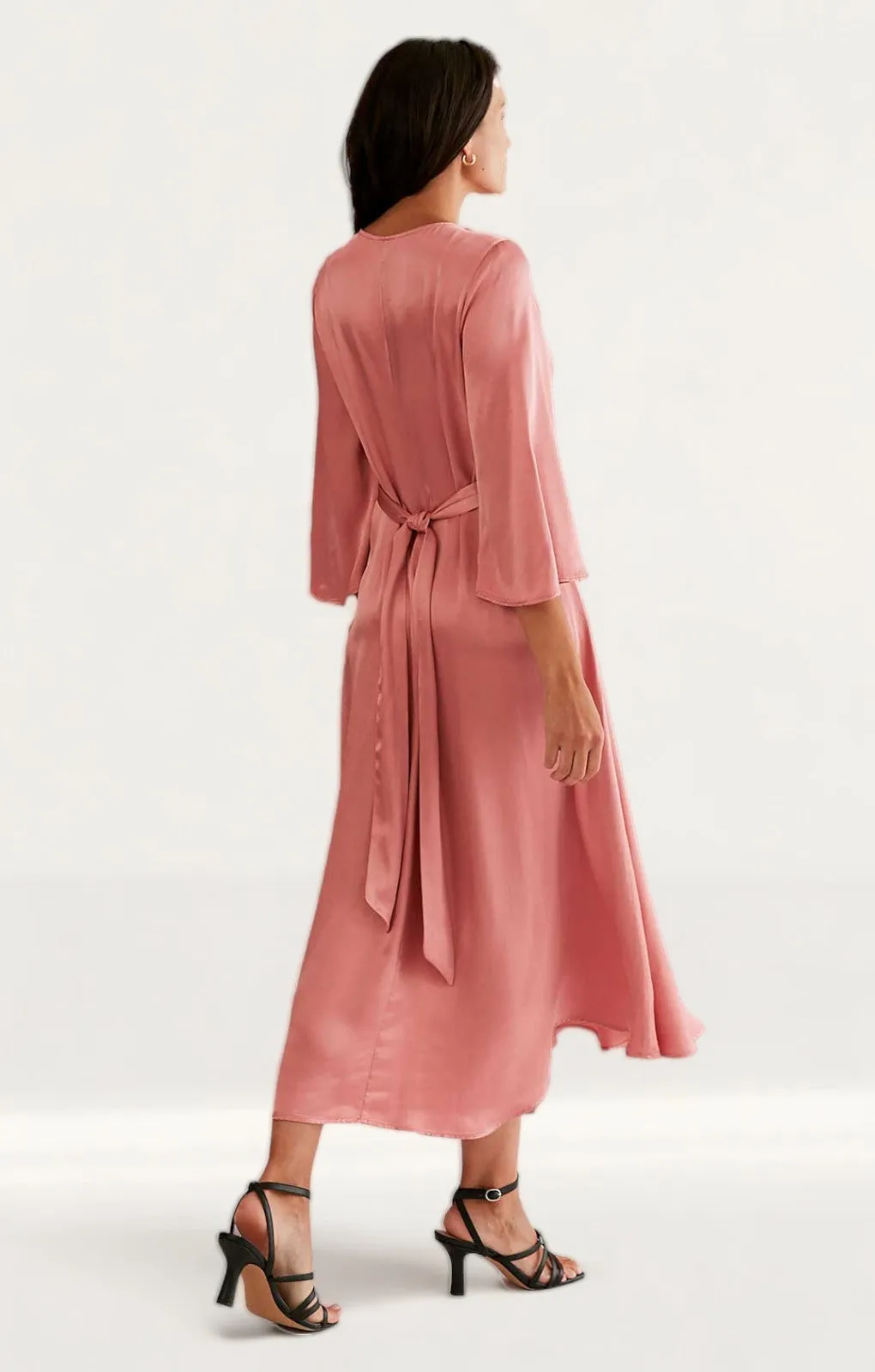 M&S X Ghost Satin V-Neck Midi Wrap Dress