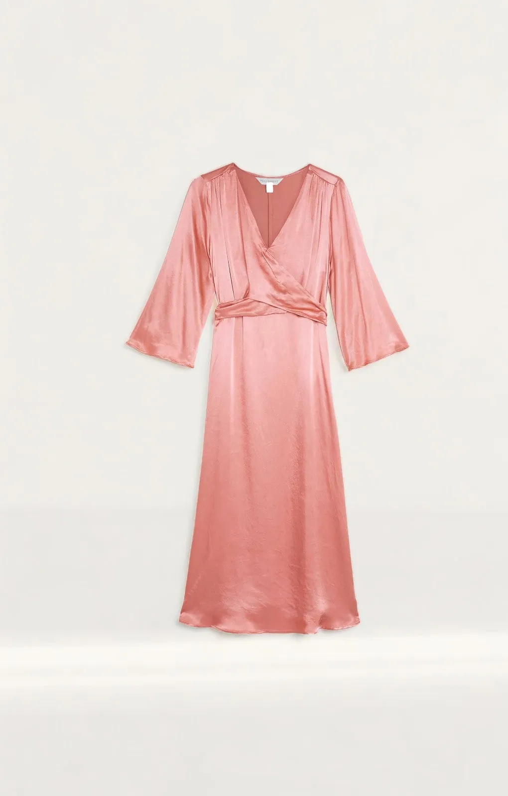 M&S X Ghost Satin V-Neck Midi Wrap Dress