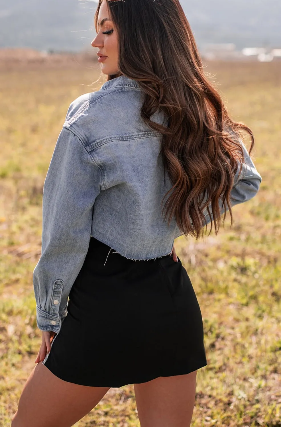 My Lucky Break Denim Crop Jacket (Blue)