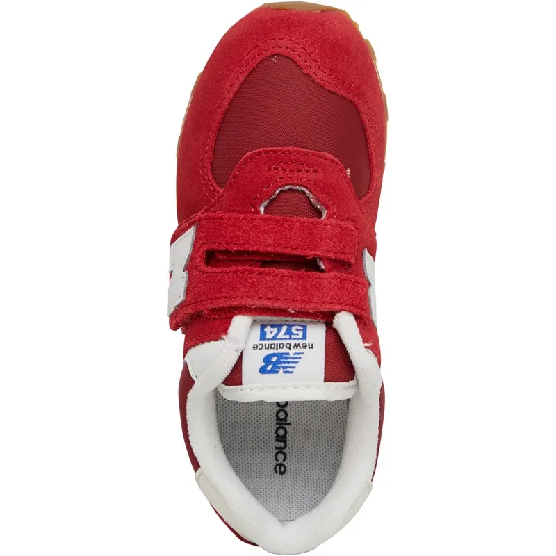 New Balance Infant 574 Hook And Loop Trainers Red/White/Gum