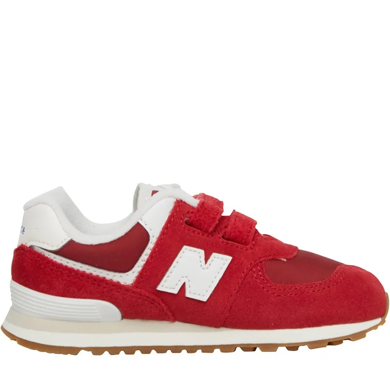 New Balance Infant 574 Hook And Loop Trainers Red/White/Gum