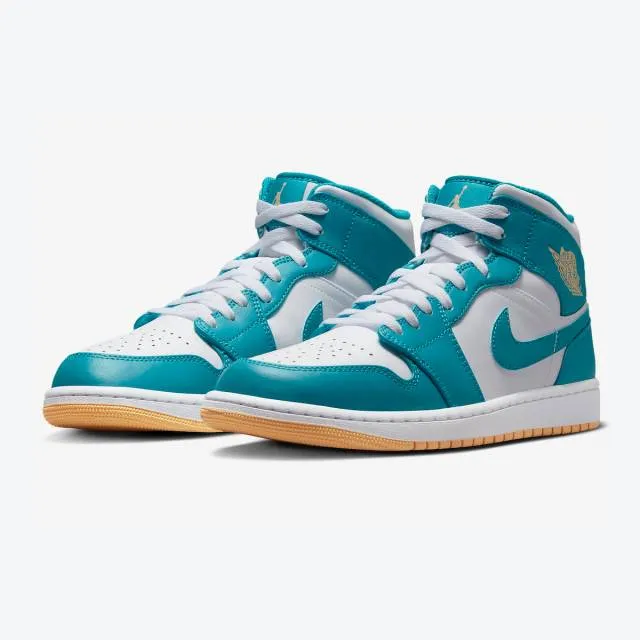 Nike Air Jordan 1 Mid (Aquatone/ Blue/ Celestial Gold/ W...