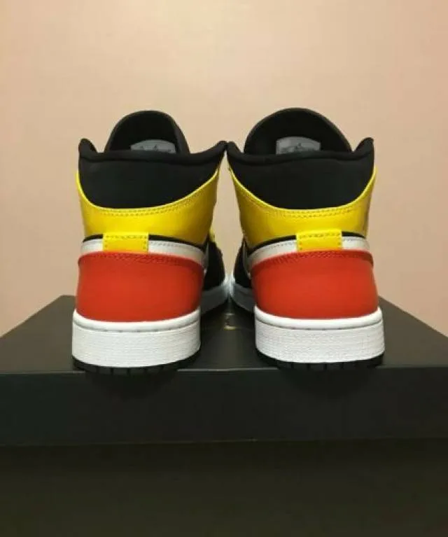 Nike Air Jordan 1 Mid Black Amarillo Orange