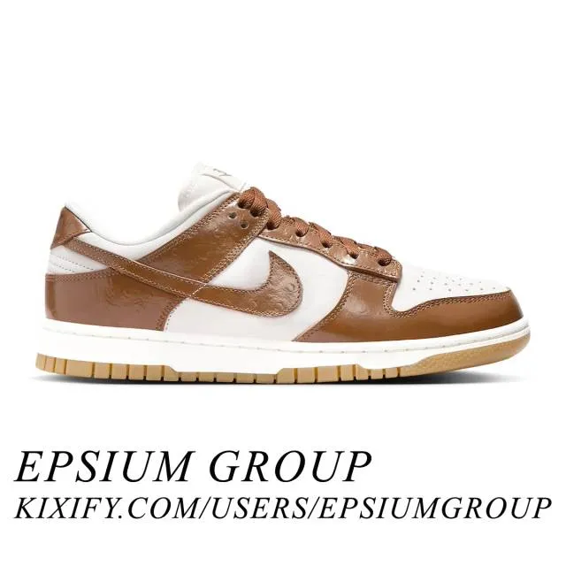 Nike women's dunk low lx (ale brown ostrich/ phantom/ ale brown/ sail/ metallic gold) sizes 5-12 fj2260-001