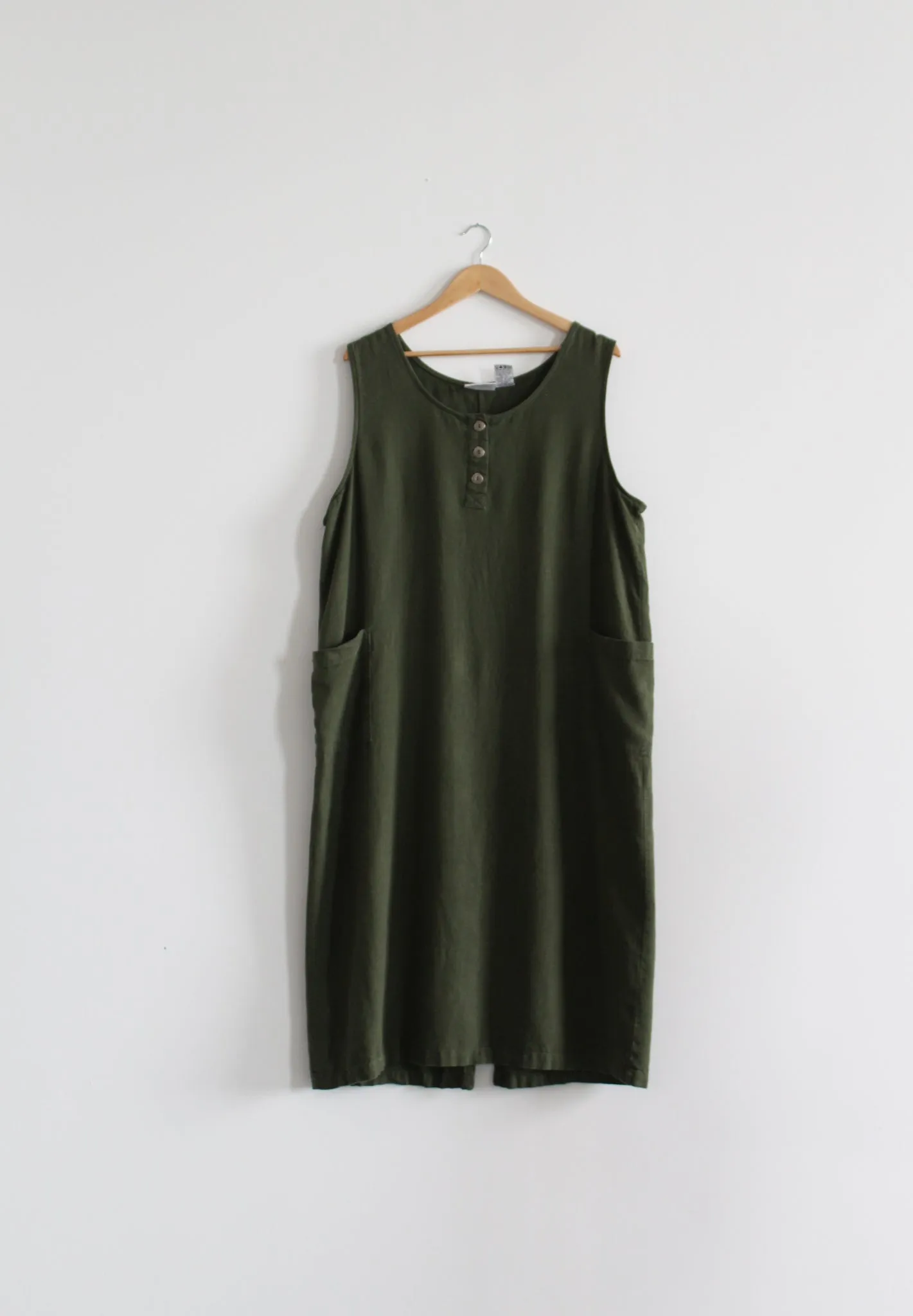 olive linen tank dress