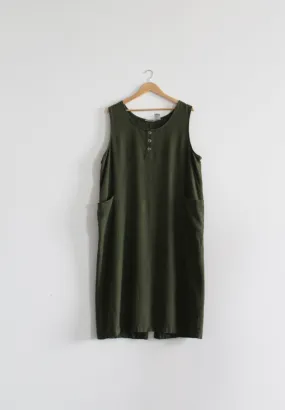 olive linen tank dress