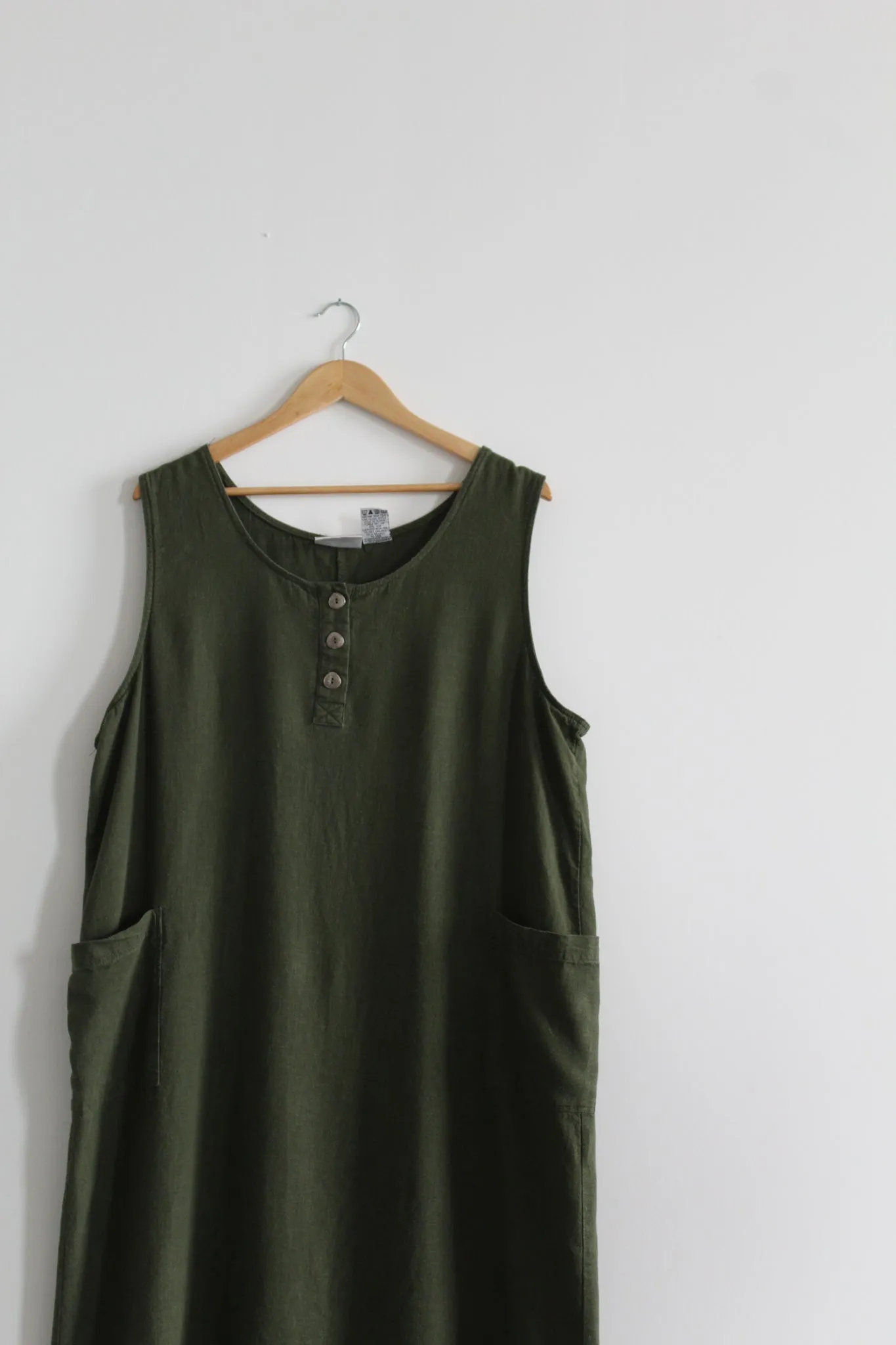 olive linen tank dress