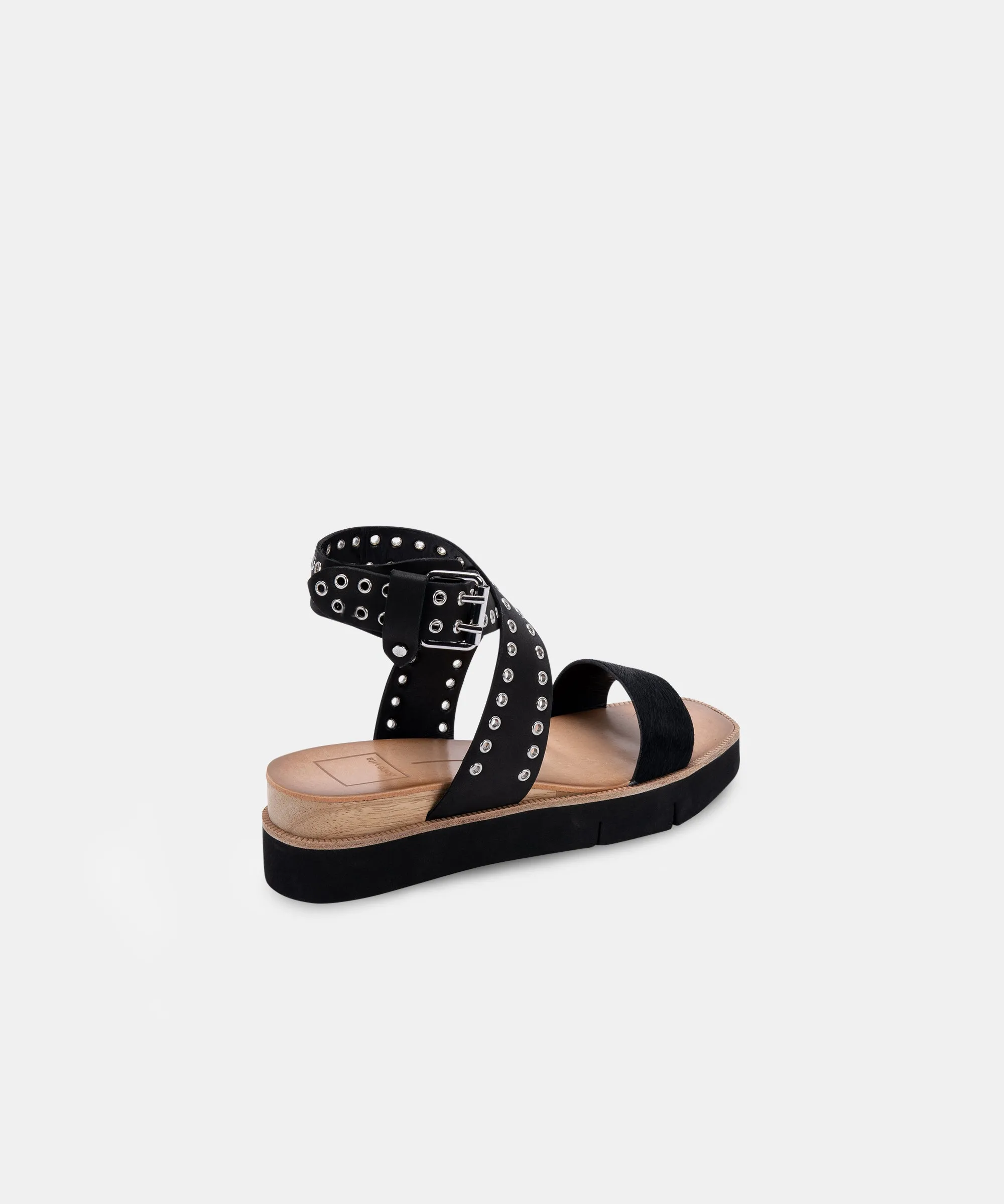 PANKO STUD SANDALS MIDNIGHT CALF HAIR re:vita