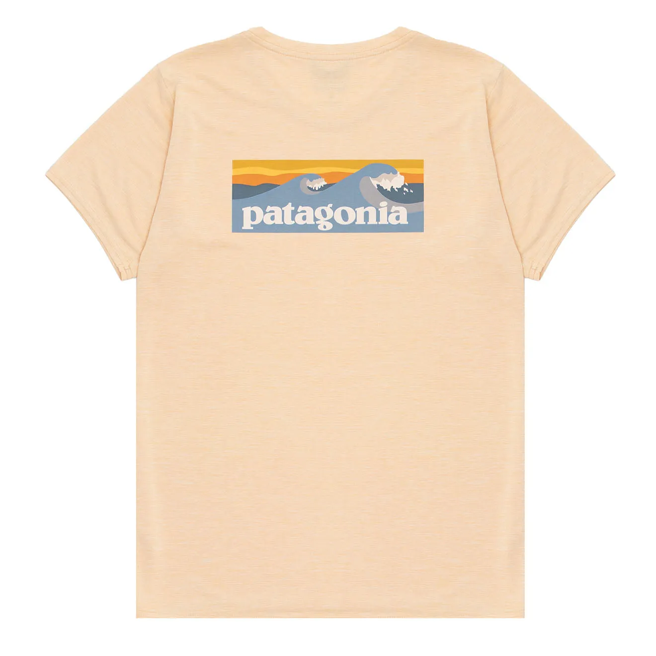 Patagonia Womens Capilene Cool Daily Graphic Shirt - Waters Boardshort Logo: Sandy Melon X-Dye