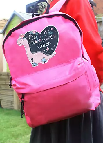 Personalised Momento Personalised Dinosaur Pink Backpack | Kaleidoscope