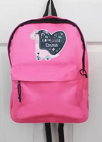 Personalised Momento Personalised Dinosaur Pink Backpack | Kaleidoscope