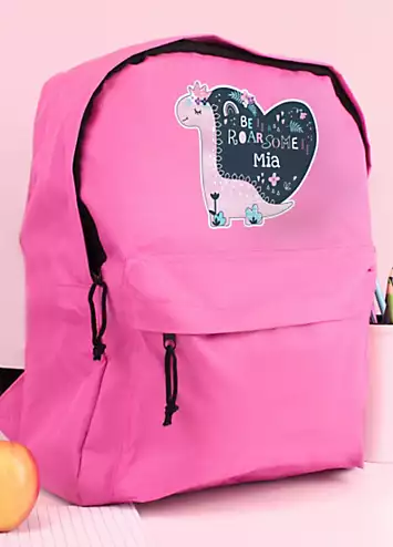 Personalised Momento Personalised Dinosaur Pink Backpack | Kaleidoscope