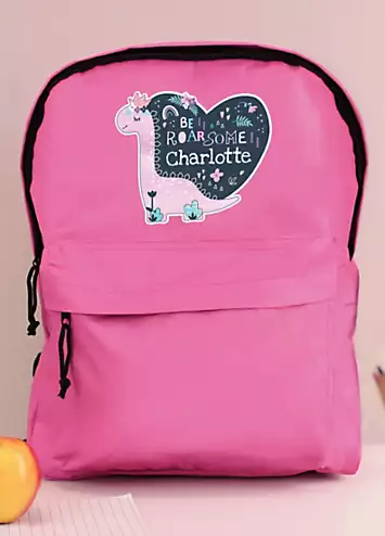 Personalised Momento Personalised Dinosaur Pink Backpack | Kaleidoscope