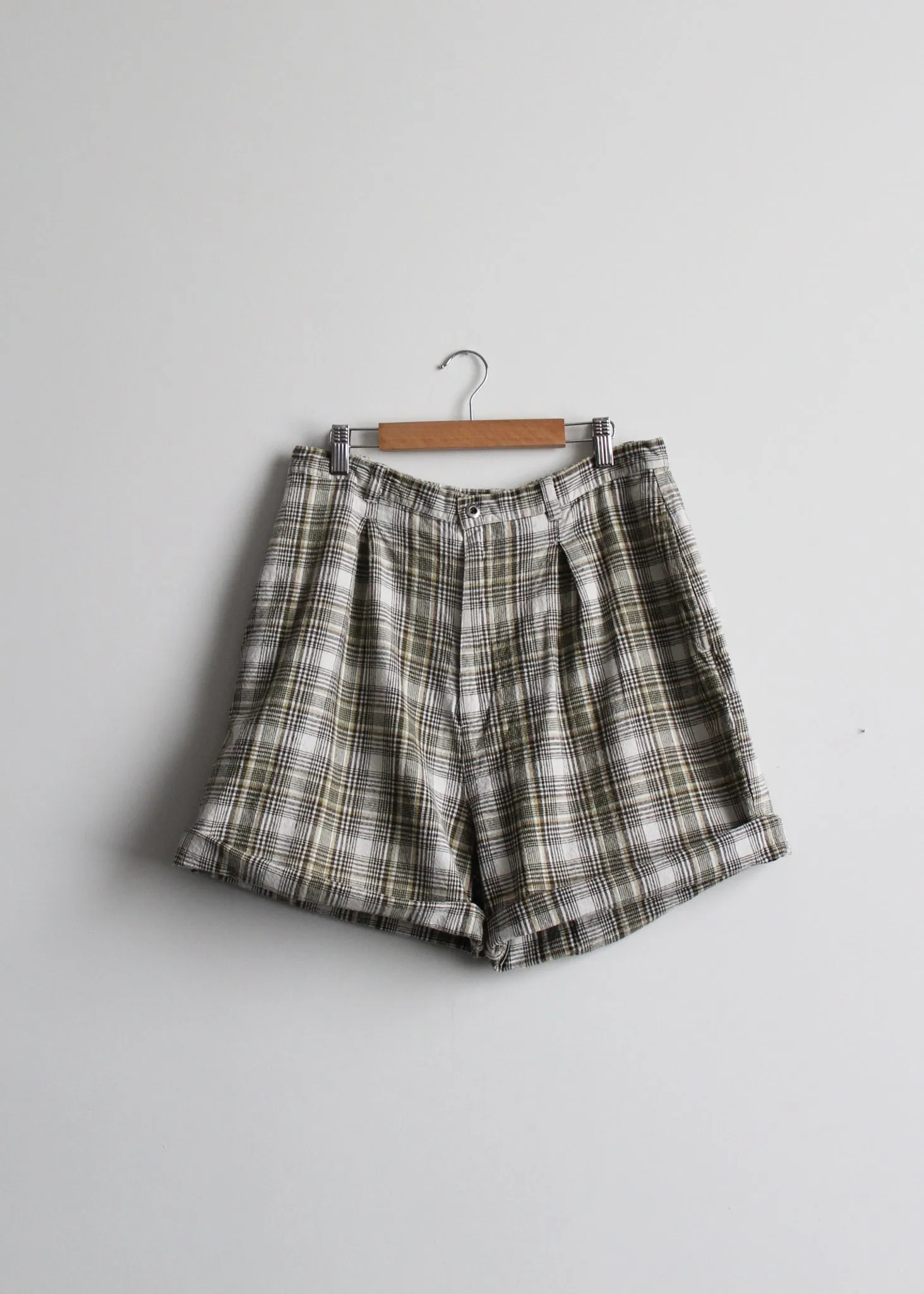 plaid linen shorts