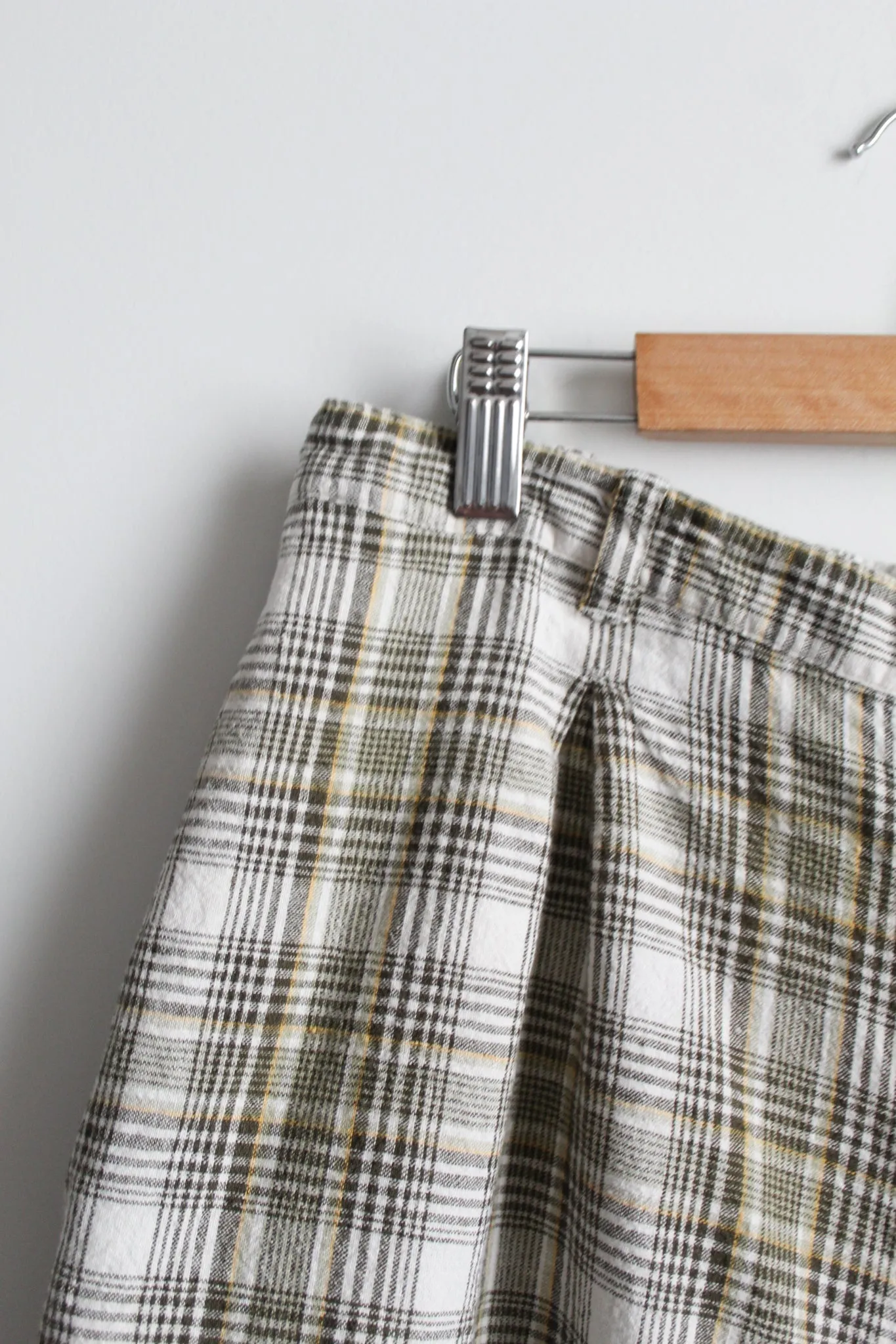 plaid linen shorts