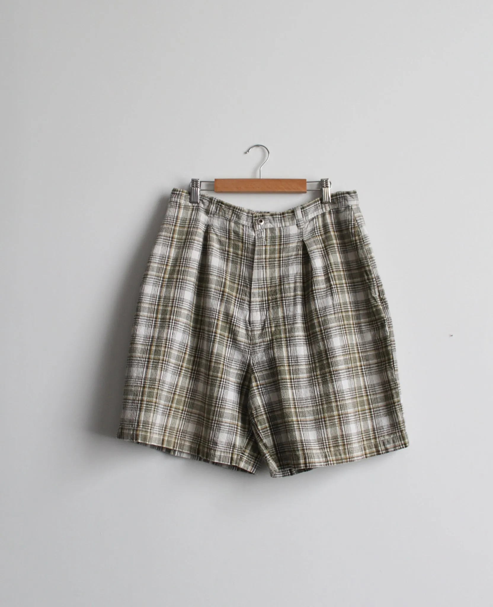 plaid linen shorts