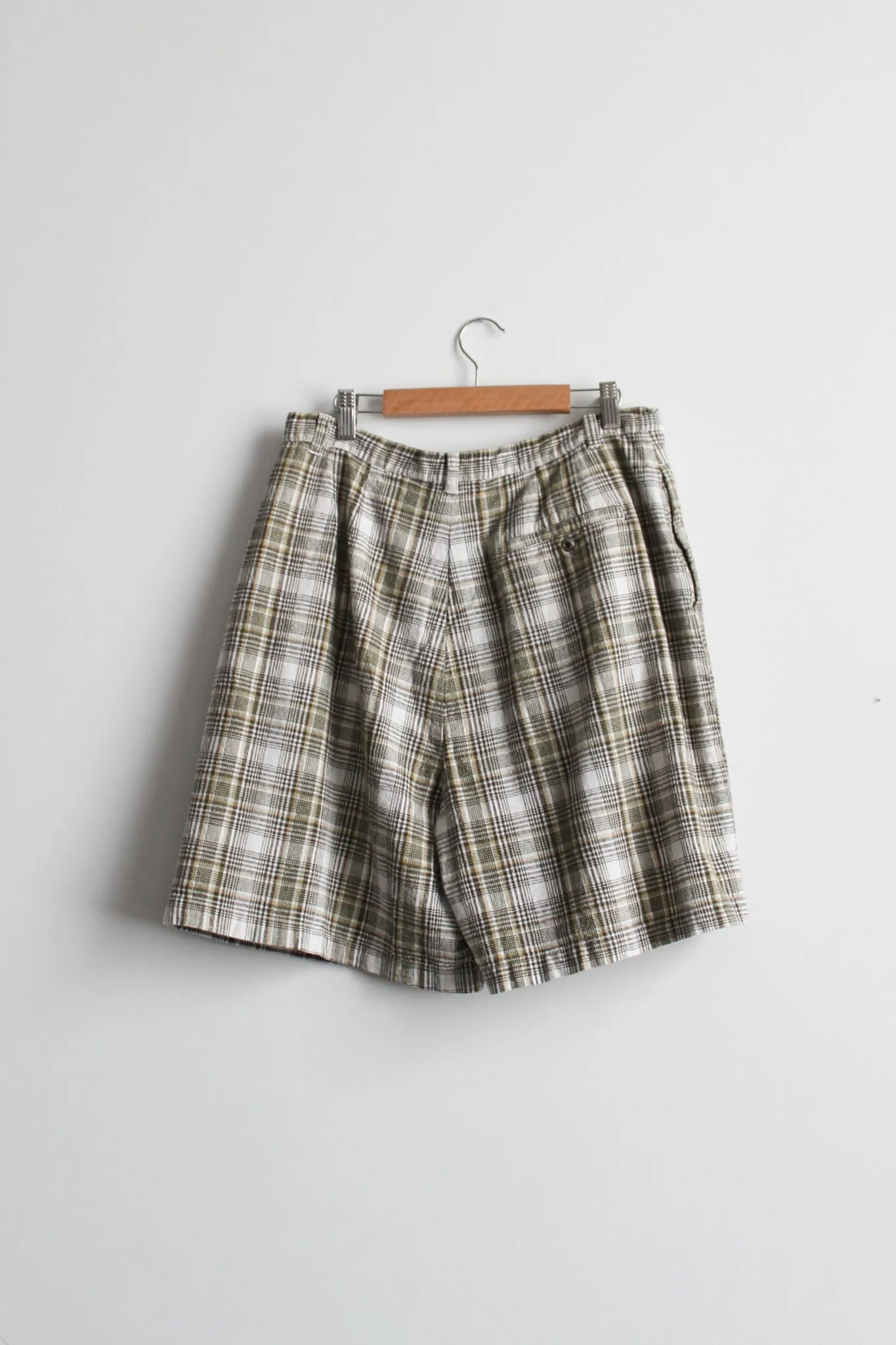 plaid linen shorts