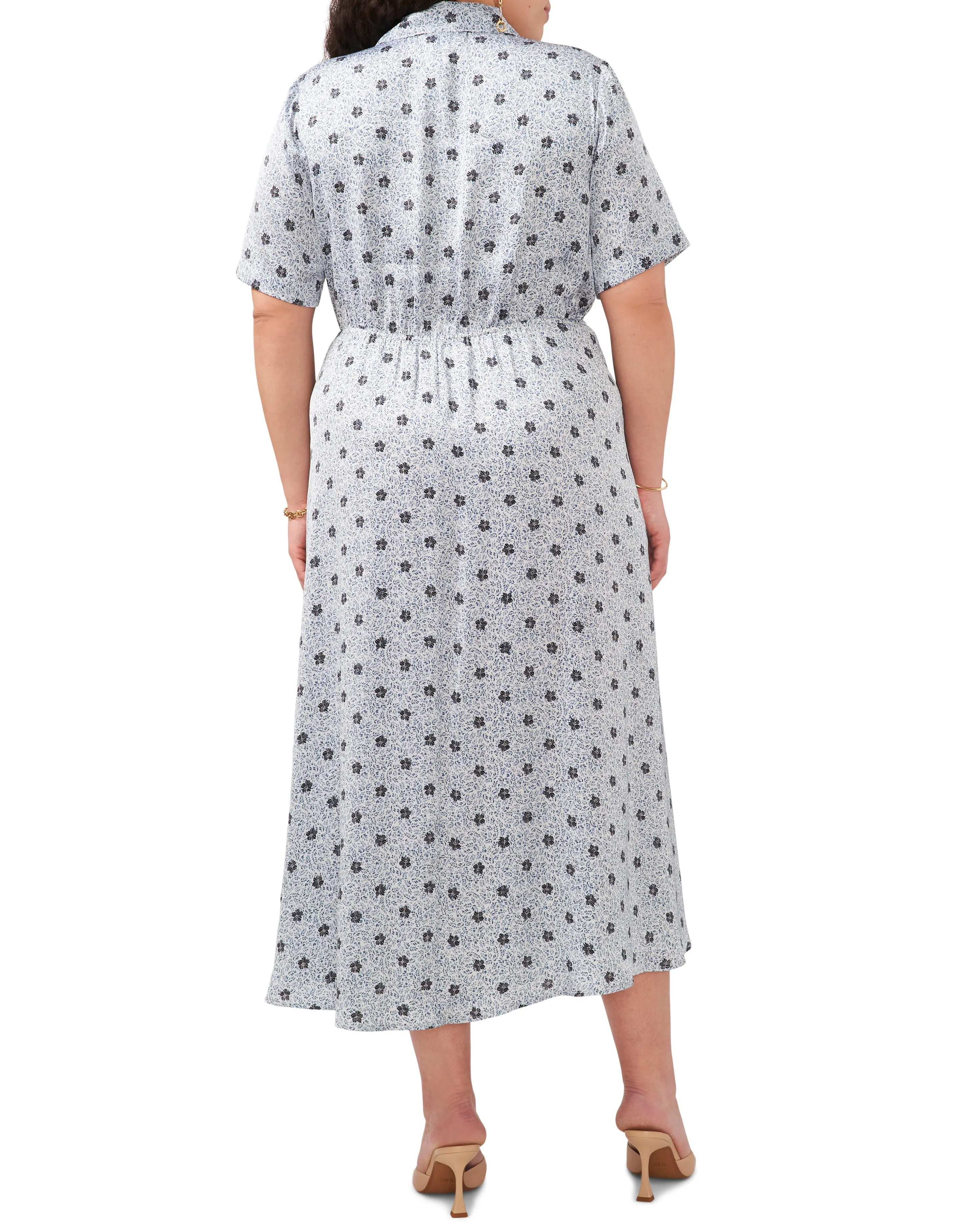 Plus-Size Leaf Print Wrap Dress