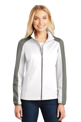 Port Authority Ladies Active Colorblock Soft Shell Jacket L718 White/ Rogue Grey