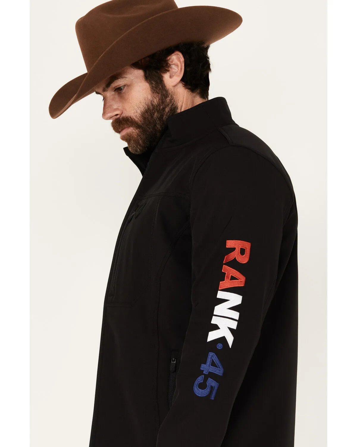 Product Name:  RANK 45® Men's American Flag Logo Softshell Jacket