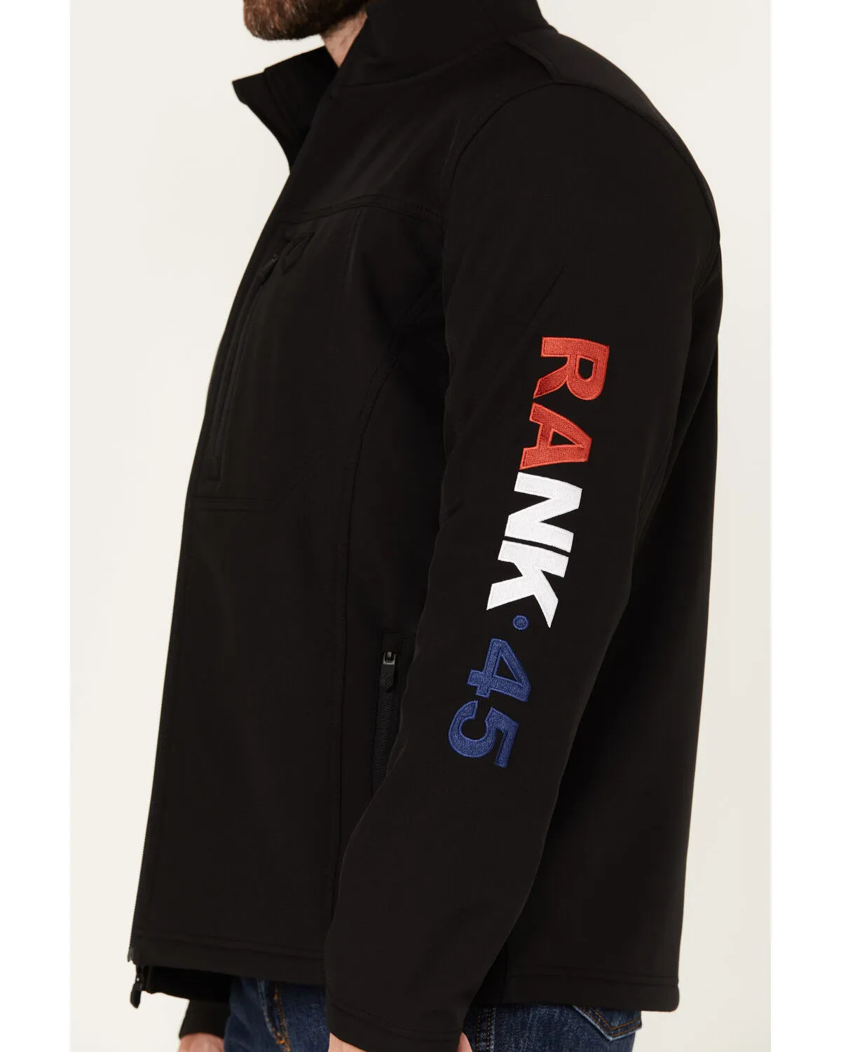 Product Name:  RANK 45® Men's American Flag Logo Softshell Jacket