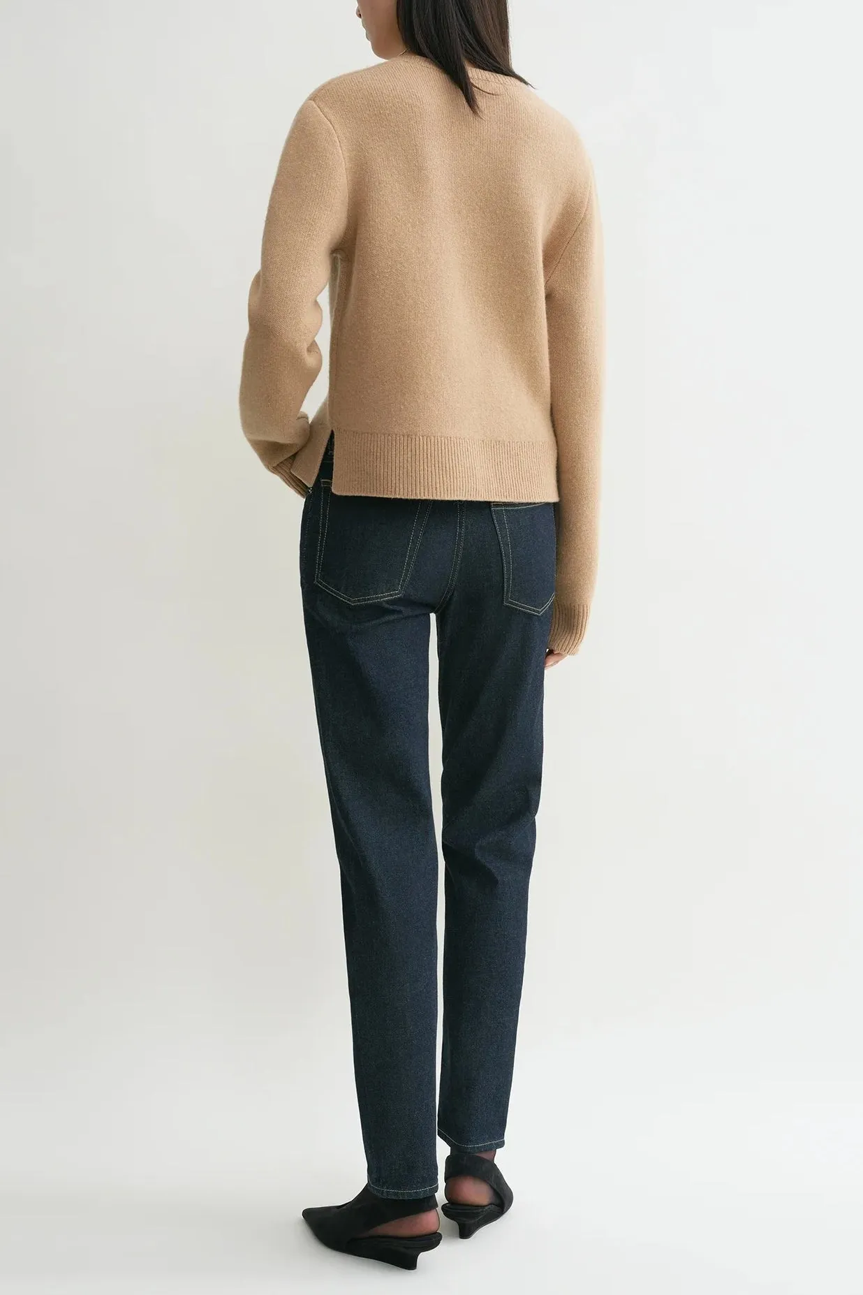 Pullover Cropped Crew in Camel