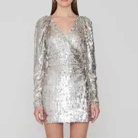 Rotate Birger Christensen Bridget Sequin Wrap Dress - DK 34/UK 6 | Coggles