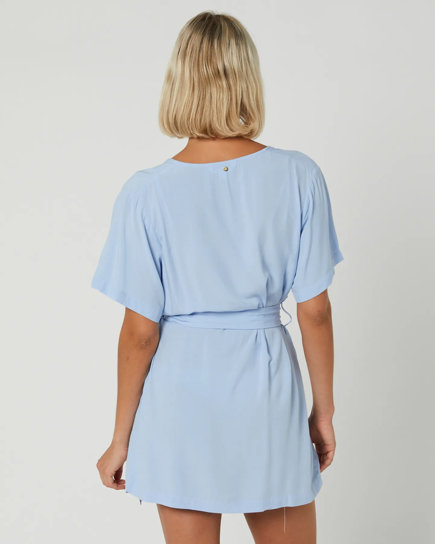 Rusty Siesta Short Sleeve Wrap Dress - Celestial Blue | SurfStitch