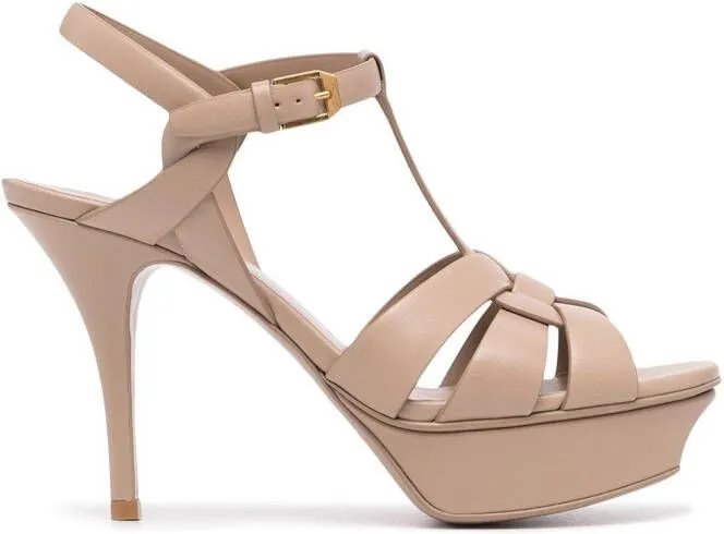 Saint Laurent 105mm Tribute platform sandals Neutrals