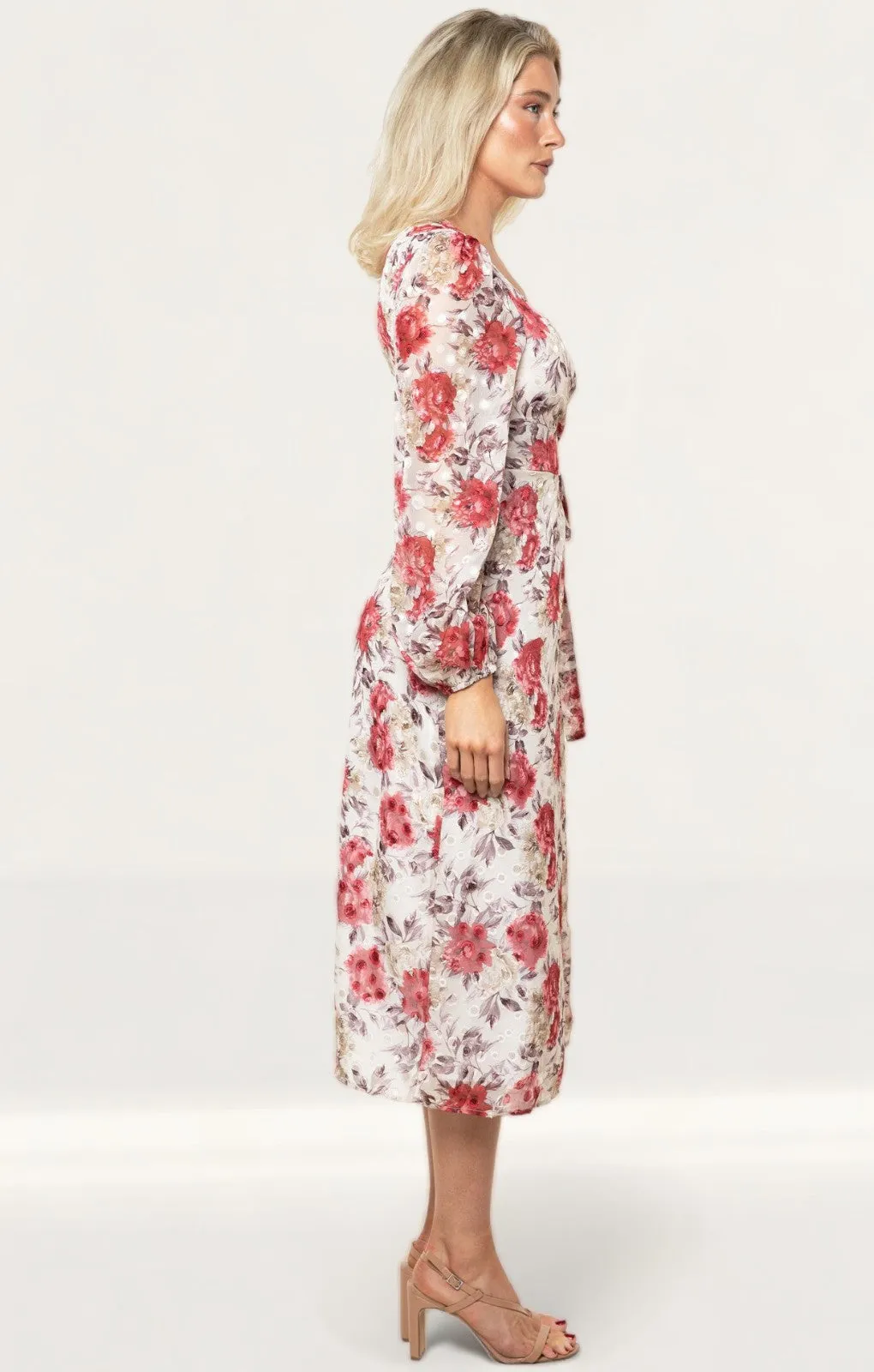 Seven Wonders Berry Floral Florence Wrap Midi Dress