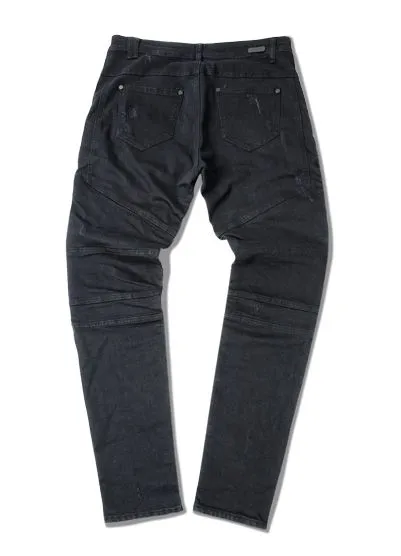 Slim fit Biker Jeans for Men with Ribbed Side Patches