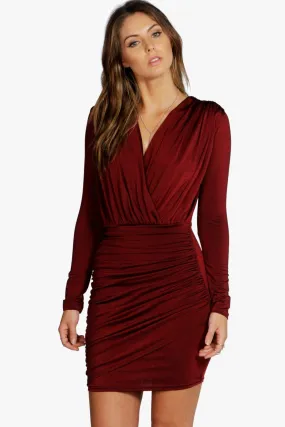 Slinky Wrap Long Sleeve Bodycon Dress