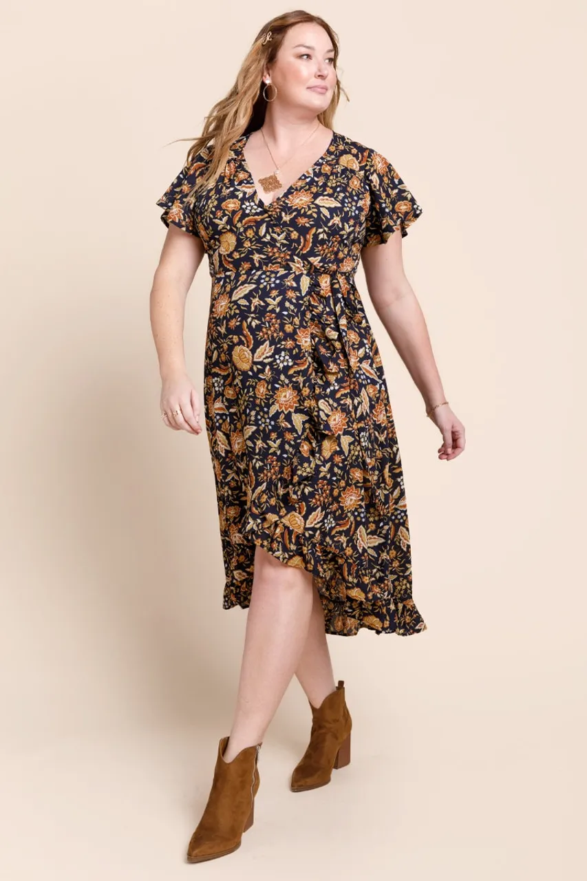 Sofia Floral Wrap Midi Dress