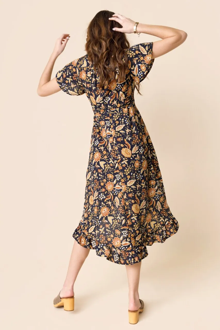 Sofia Floral Wrap Midi Dress