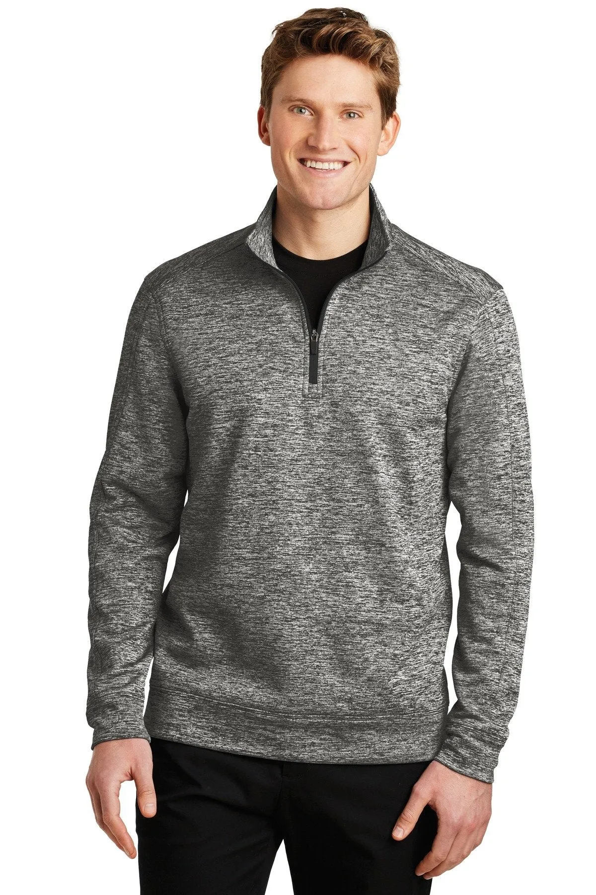 Sport-Tek PosiCharge Electric Heather Fleece 1/4-Zip Pullover ST226 Black Electric