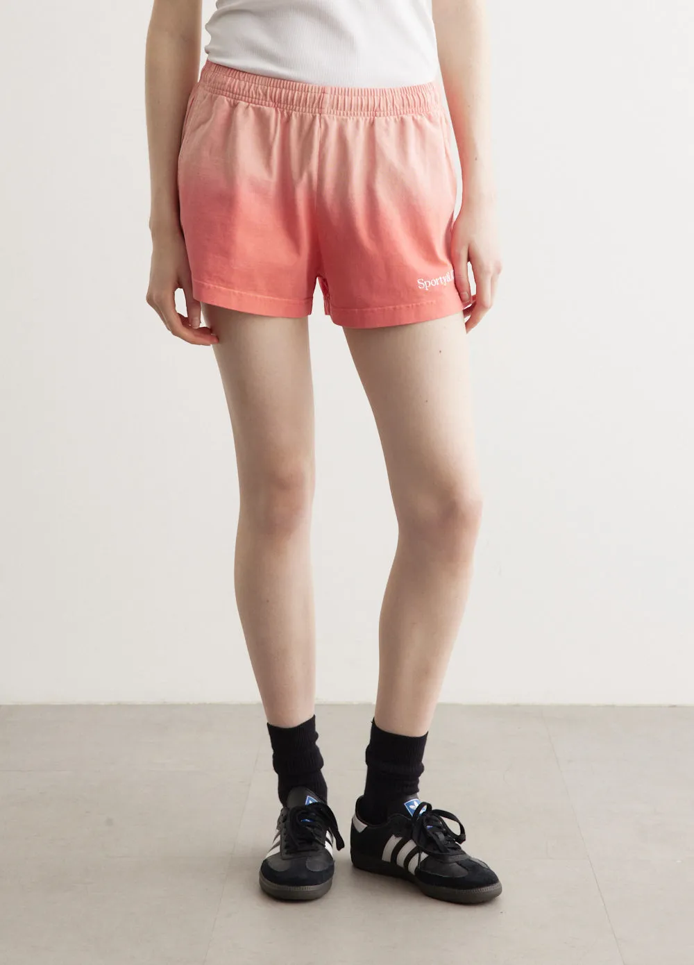 Sporty and Rich -  Serif Logo Embroidered Disco Shorts - Shorts