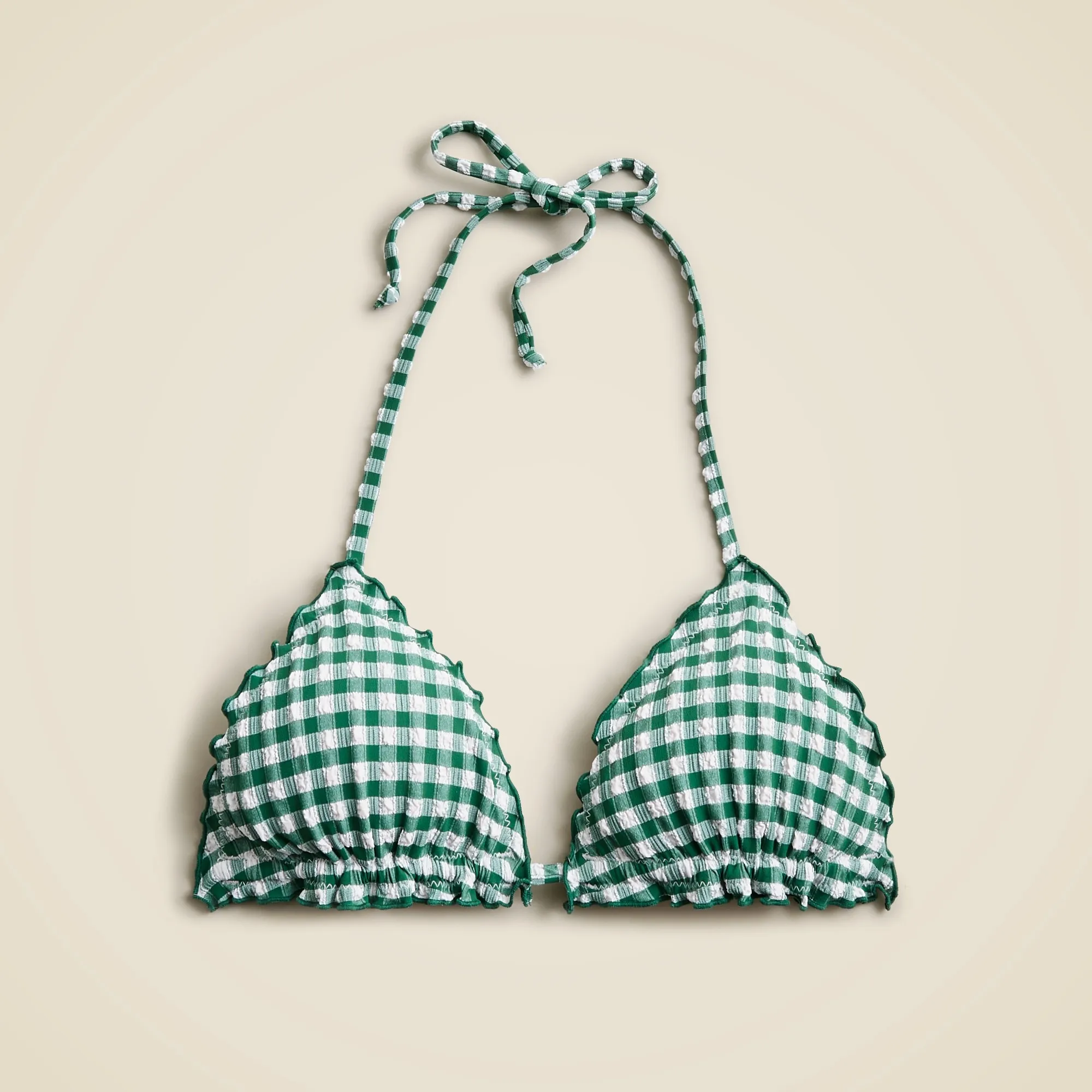 String bikini top in gingham