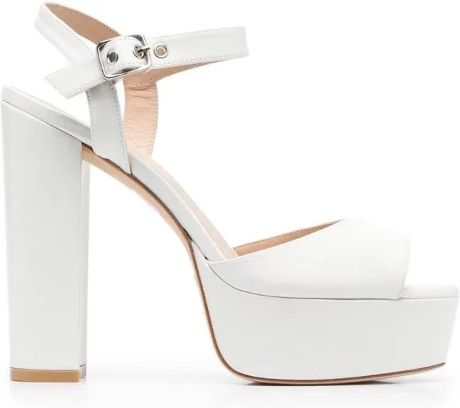 Stuart Weitzman 140mm leather platform sandals White