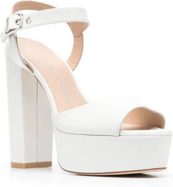 Stuart Weitzman 140mm leather platform sandals White