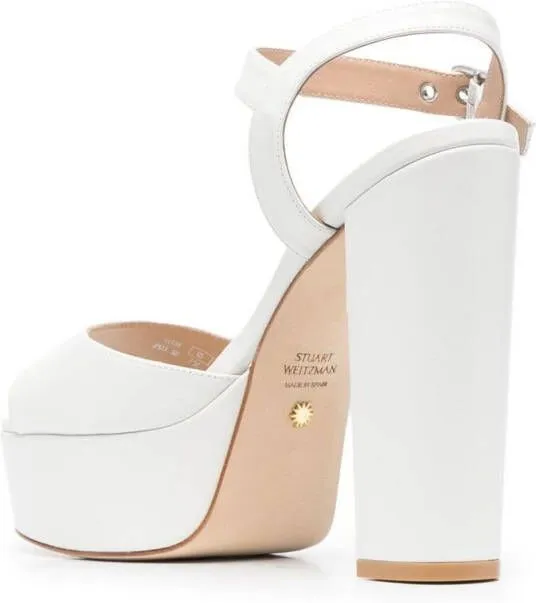 Stuart Weitzman 140mm leather platform sandals White