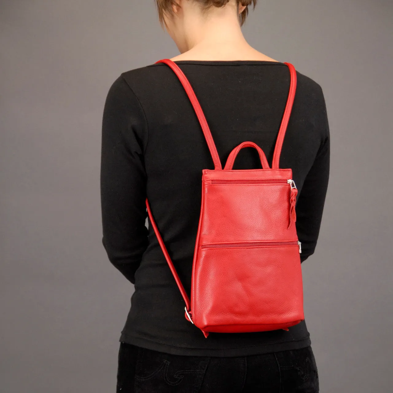 SVEN Style No. 326 Slim Backpack red leather